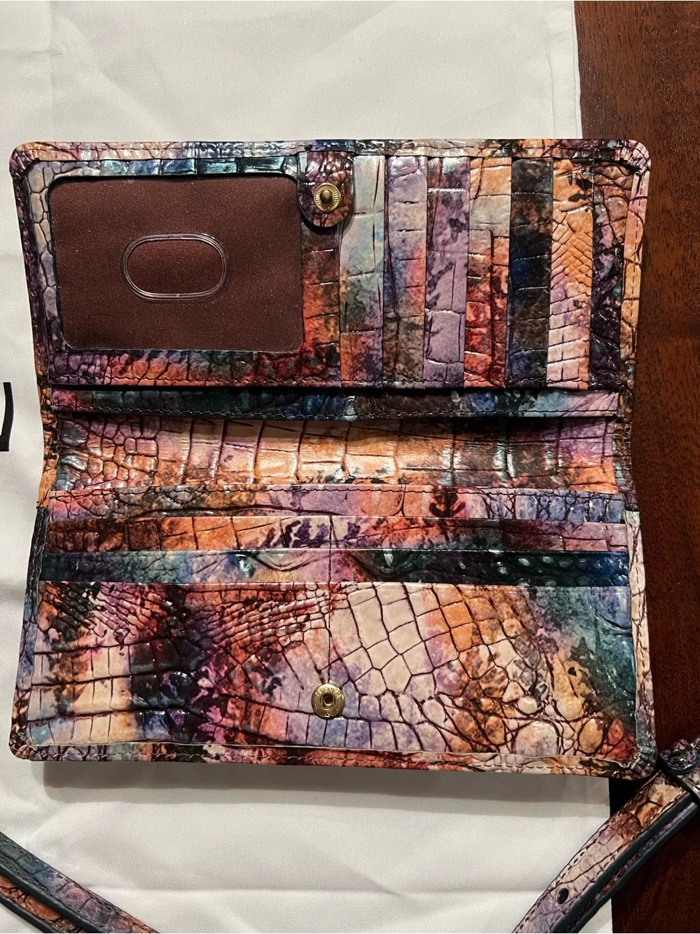 Brahmin Multicolor Croc-Embossed Satchel with Matching Wallet